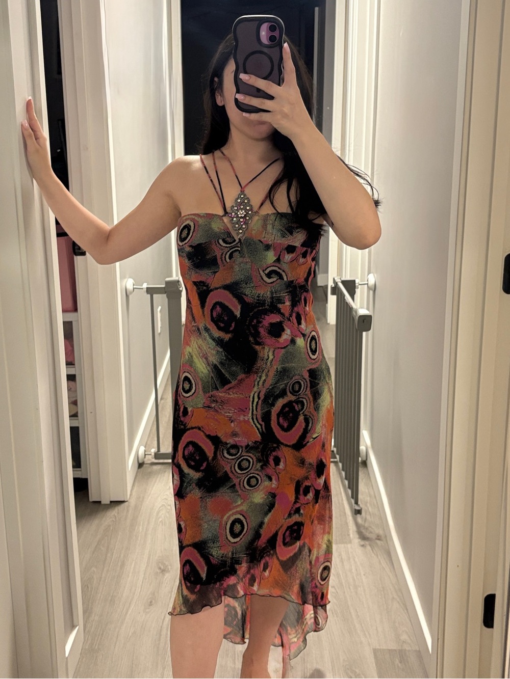 Joseph Ribkoff Hi-Lo Dress in Black and Orange